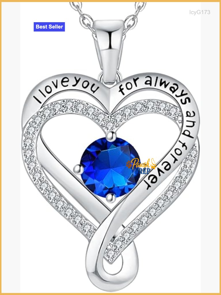 Sterling Silver Infinity Heart Birthstone Necklace 18k Gold Filled Anniversary